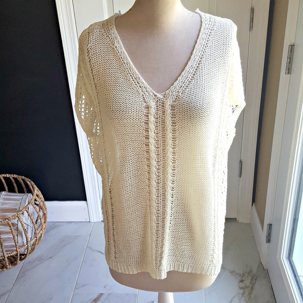 NWT! BOHO Textured KNIT PULLOVER Top By POL SZ L